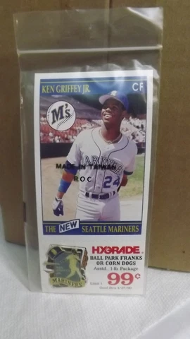 Ken Griffey Jr. Hygrade Ball Park Franks Seattle Mariners  Lapel Hat Pin Cover