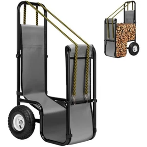 Firewood Log Cart Carrier Wood Mover Hauler 250lbs on Rubber Wheels 600D Oxford - Picture 1 of 7