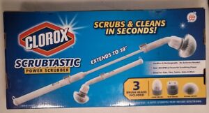 New Clorox 39" SCRUBTASTIC Cordless Power Scrubber Bathroom Cleaner 3 Brush Head