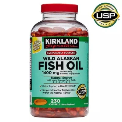 Kirkland Signature Wild Alaskan Fish Oil 1400 mg., 230 cápsulas blandas caducidad 11/2026 Foto 1 de 2