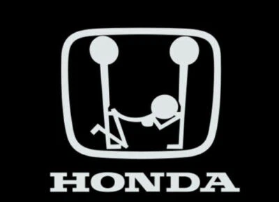 FUNNY HONDA LOGO, VINYL, DIE CUT STICKER. 4'' WIDE WHITE - Image 1 of 2