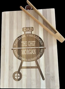 Personalised chopping board and Bamboo Tongs - Picture 1 of 6
