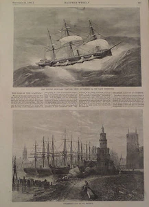 VAPOREROS EN BREMEN, GRABADO BRITÁNICO REVESTIDO DE HIERRO HARPER'S SEMANAL 1870 - Imagen 1 de 2