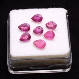 7 Pcs Natural Mozambique Ruby 6mm-7mm Pear Faceted Cut Stunning Loose Gemstones - Picture 1 of 8