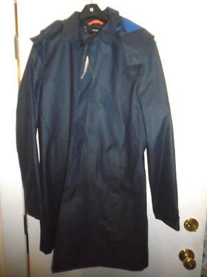 Jack Spade Rubberized Hooded Trench Coat Rain Coat NWT Small $448 Navy Blue - Image 1 of 4
