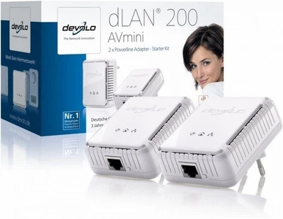 devolo dLAN 200 AVmini Starter Kit ohne WLAN Powerline Netzwerk - Bild 1 von 4