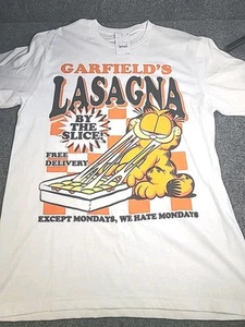 Neu mit Etikett Garfield's Lasagne weiß Grafik T-Shirt Medium - Bild 1 von 7