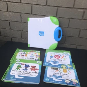 Sistema de aprendizaje interactivo Leap Frog Leap Start con 4 libros verde trabajo pre K - Imagen 1 de 12