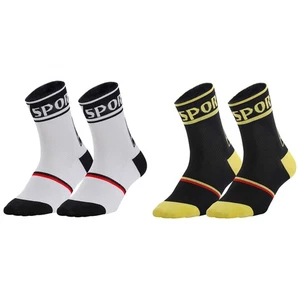 2 Paia Calze Ciclismo Equitazione Bici Bici Sport Calzini Caviglia XC MTB Bianco Nero - Foto 1 di 7