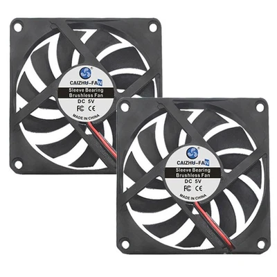 2x PC Ventilator lüfter 80x80x10mm Leise PC Gehäuselüfter Fan 2Pin 5V 12V 24V - Bild 1 von 4