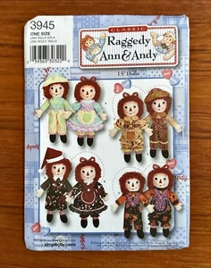 UNCUT Classic Raggedy Ann & Andy Doll Sewing Pattern Simplicity  No. 3945 - Picture 1 of 2