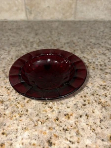 vintage ruby red glass ashtray round 4" #155 - Picture 1 of 5