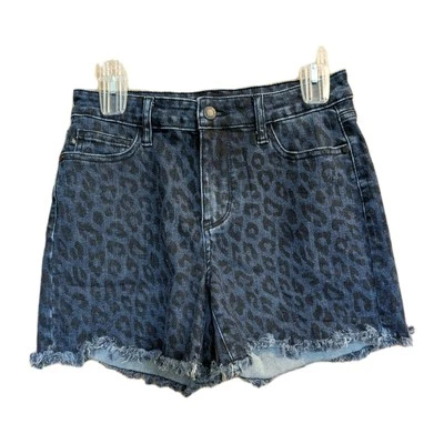 Judy Blue Jean Shorts Women's Medium 28X4 Blue Leopard Print Animal Raw Edge - Image 1 of 4