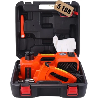 Electric Hydraulic Car Jack Kit 5 Ton Tire Change Impact Wrench Inflator - Image 1 of 4