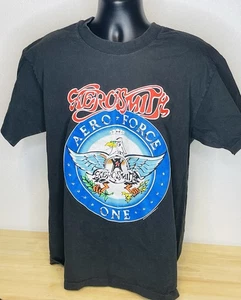 VTG AEROSMITH BAND T SHIRT 1993 Aero Force One Concert Tour Black XL Giant Tag - Picture 1 of 9