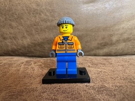 LEGO MINIFIGURE CTY0168 ORANGE CONSTRUCTION WORKER ZIPPER KNIT CAP 3181 PLANE