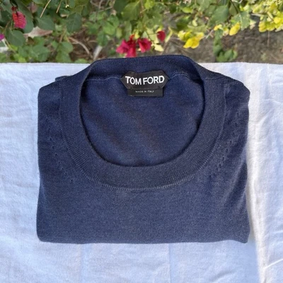 Suéter Tom Ford Cashmere Seda Cuello Redondo Azul Talla 56 XL Foto 1 de 4