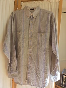 Eddie Bauer Shirt Ruftan Stripe Multi Vintage M - Picture 1 of 7