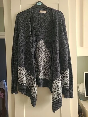 Hollister Size L Grey Knit Waterfall Cardigan Long Sleeve Cotton Blend - Image 1 of 4