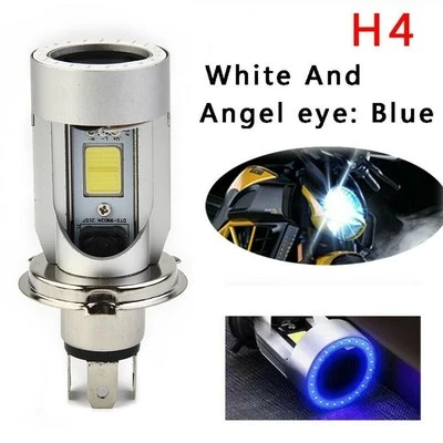 25W H4 HB2 9003 Motorcycle LED Headlight Kit Hi/Lo Power Bulb With Angel Eyes - Image 1 of 4