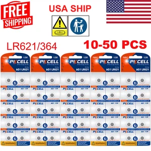 10-50X AG1 364 397 LR621 531 SR60 1.5V Alkaline Button Cell Watch Battery PKCELL - Picture 1 of 10