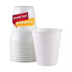 200 x White Plastic Cups 7 oz for Water Coolers Vending Drinks Reusable Glass - Picture 1 of 6