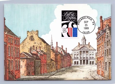 The Bill Of Rights Philadelphia Pennsylvania 1989 25c FDC Postcard MNH - Image 1 of 2