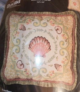 Bucilla Seaside Seashells In Scroll Needlepoint Kit Suzanne Nicholl Wool Yarn - Picture 1 of 5