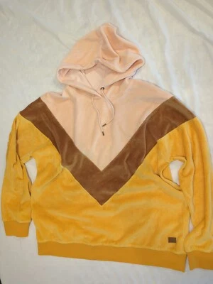 Roxy Women's Chasing waves Colorblock Velour Chevron Pullover Hoodie Size L S3 - Image 1 of 4