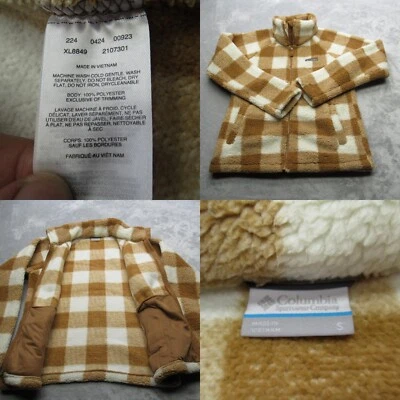 Chaqueta Columbia Mujer Pequeña Marrón Blanco Pila Profunda Polar Cremallera Completa Big Timber Peak Foto 1 de 4