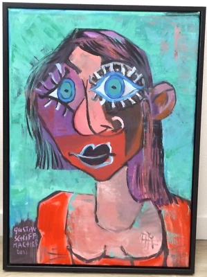 Gustav SCHIFFMACHER 50x70cm "Dame mit Tatoo" Portrait Originalbrief! #114 - Bild 1 von 4