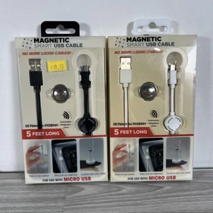 (2) Micro USB Magnetic 5 Feet Cable, Charger Lead For Universal Gadgets - Picture 1 of 6