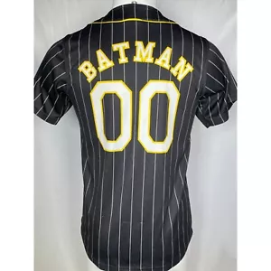 Batman DC Comics #00 Baseball Jersey Black Yellow Men's SMALL - Picture 1 of 9
