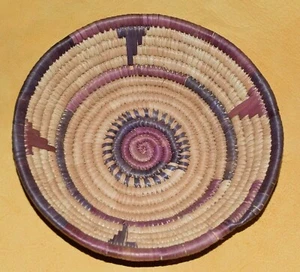 Cesta tradicional de hierba de sabana bobina tejida tribal hausa africana, Nigeria - Imagen 1 de 3