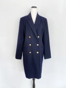 SPORTSCRAFT navy blue wool blend double-breasted gold button coat / sz 12 - Picture 1 of 10