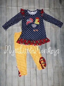 NEW Boutique Farm Chicken Tunic & Ruffle Leggings Outfit Set - Picture 1 of 3