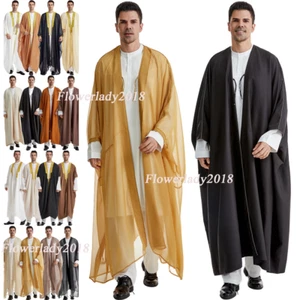 Muslim Men Jubba Thobe Arab Robe Islamic Dress Abaya Kimono Dishdasha Djellaba - Picture 1 of 165