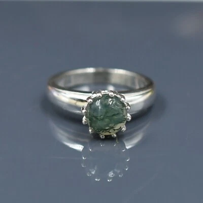 Natural Moss Agate Ring  Solitaire Ring 925 Sterling Silver Ring Women Ring - Image 1 of 4