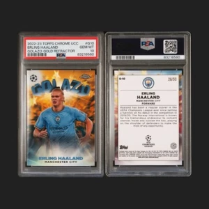 2022-23 Topps Cromo UCC ERLING HAALAND Golazo Oro Refractor/50 PSA GEM MT 10 - Imagen 1 de 1