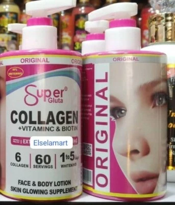Super Gluta Collagen+Vitaminc &Biotin Face &Body Skin Glowing Supplement Lotion. - Image 1 of 3