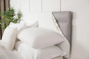 Belledorm White Double Bed Headboard Wrap - Luxury Faux Suede - New Open Pack - Picture 1 of 3