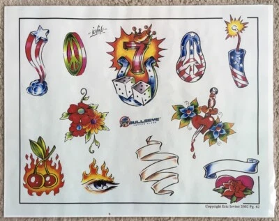 Tattoo Studio Shop Flash Single Por Eric Iovino Símbolos Paz EE. UU. 11"X14" Impresión Foto 1 de 4