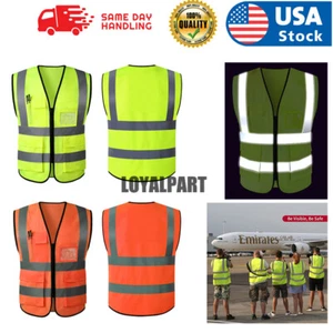 Chaleco de seguridad de 5 bolsillos con rayas reflectantes de alta visibilidad 2 colores seguridad - Imagen 1 de 26