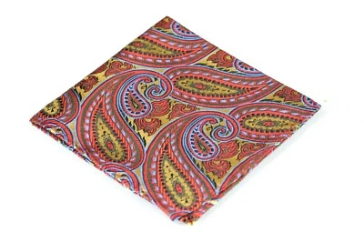 Lord R Colton Masterworks Pocket Square - Autumn Gold & Red Silk - $75 New - Image 1 of 3