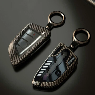 Funda protectora de aleación de zinc y carbono para llave de coche para BMW X1 X2 X3 X4 X5 X6 X7 330i 540i 740i Foto 1 de 4