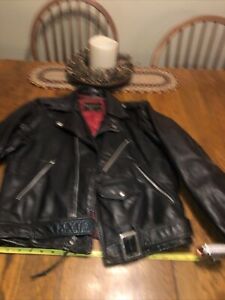 Vintage Distressed Motorcycle Polaris Cool Leather Jacket Belt Biker 1960’s