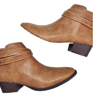 New~NIB~LAUREN CONRAD 'Belle' Strappy Ankle Bootie Boots~Tan~Size 7 - Picture 1 of 7
