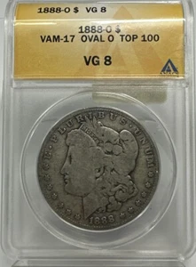 1888-O $1 Morgan Silver Dollar ANACS VG 8 | VAM-21 Oval O Top 100 - Picture 1 of 3