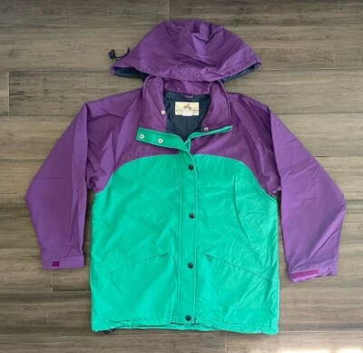Vtg EMS Eastern Mountain Sports Color Block Purple & Green Shell Jacket Men's M - Image 1 of 4