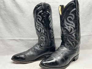 Dan Post DP210 Men's 9.5 EW Black Leather Round Toe Western Cowboy Riding Boots - Picture 1 of 5